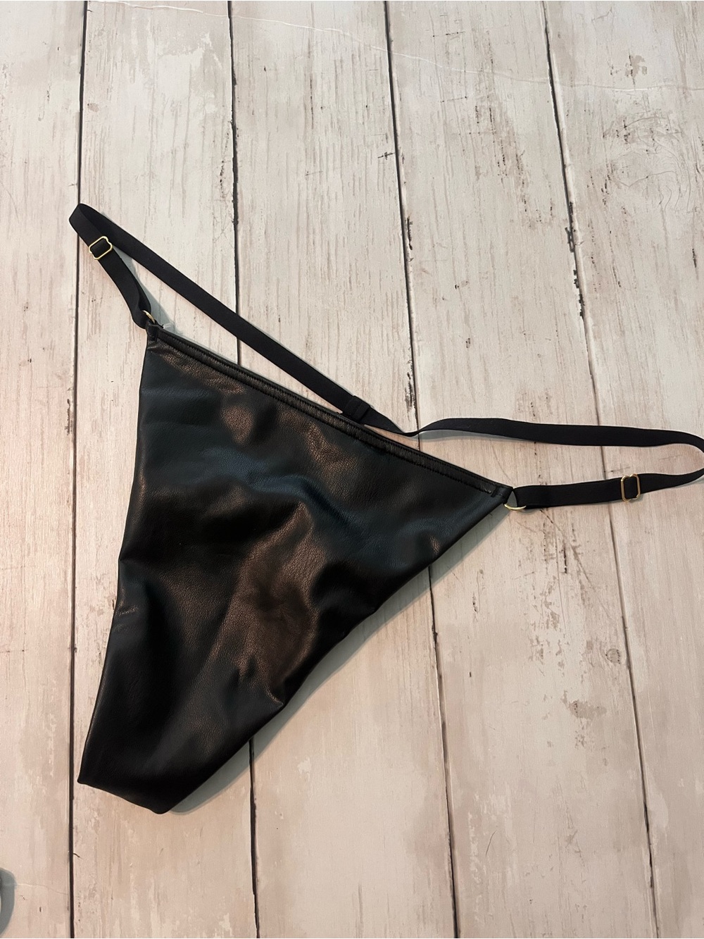 Victoria's Secret Black Faux Leather High-Cut Bikini Panty XL